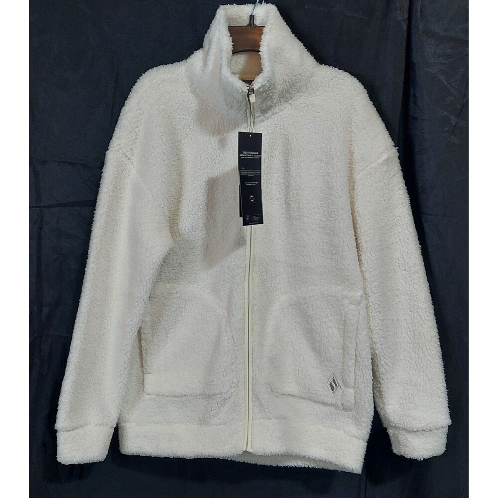 Skechers Gowalk Downtime Sherpa Jacket Women XS Ivory White Full Zip Pockets NWT